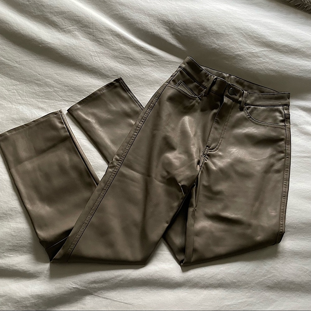 H&M Faux Leather Pants, Size 0, Beige